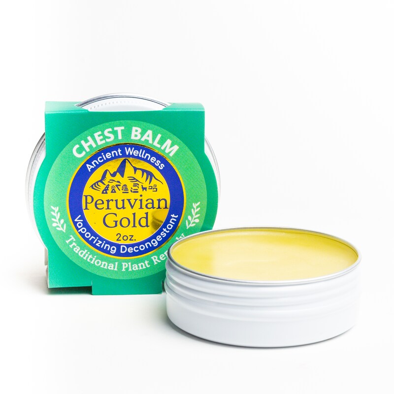 Chest Rub Balm | Peruvian Gold Balm | All natural and Organic topical remedy | Solar infused traditional Inca formulation